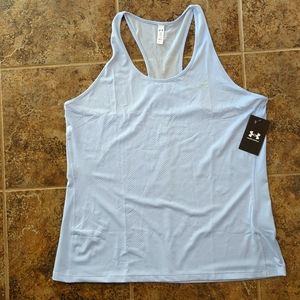 NWT Under Armour Women's HeatGearArmour Racer Tank, Isotope Blue (438)/Metallic